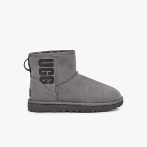 Ugg Classic Mini Rubber Logo Klassiska Stövlar Dam Grå (149537AKU)